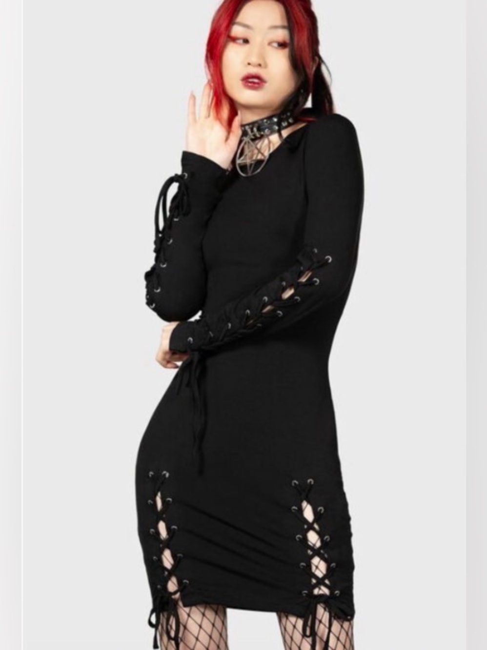 Killstar 🖤 Rory Black Lace-Up Bodycon Dress NWT 🖤